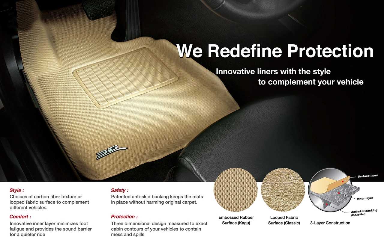 3D MAXpider Third Row Custom Fit All-Weather Floor Mat, Tan (L1CY00531502) — product image 3