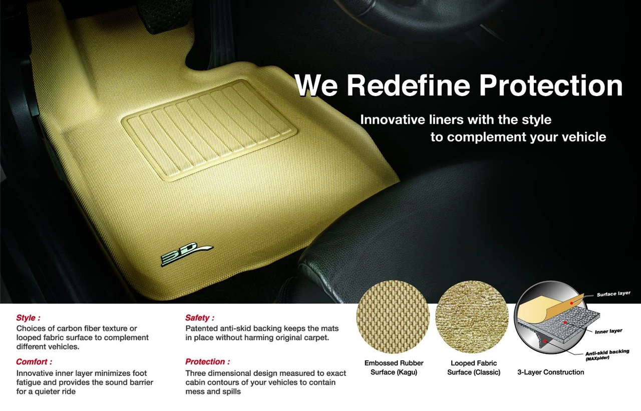 3D MAXpider Third Row Custom Fit Kagu Floor Mat, Black (L1CY00531509) — product image 3