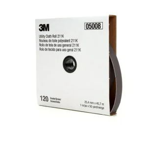 3M 1" x 50 Yard 120+Grit Utility Cloth Roll 211K (05008)