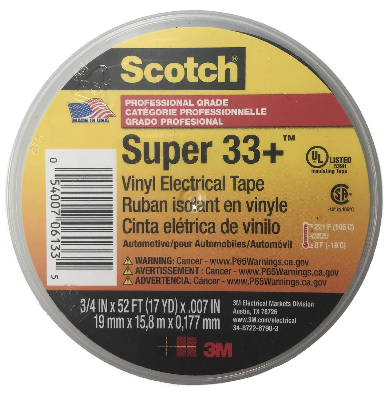 3M 3/4" X 52' Super 33+ Vinyl Electrical Tape (06133) — product image 4