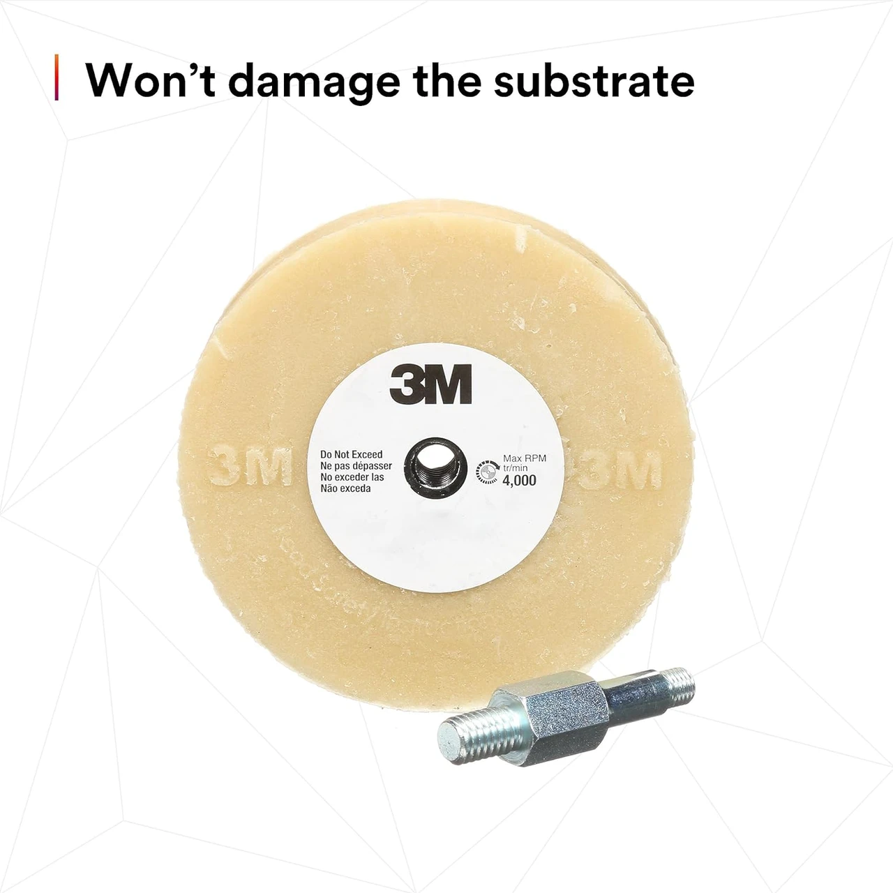 3M 4" X 5/8" Stripe Off Wheel with Mandrel (07498) — product image 3