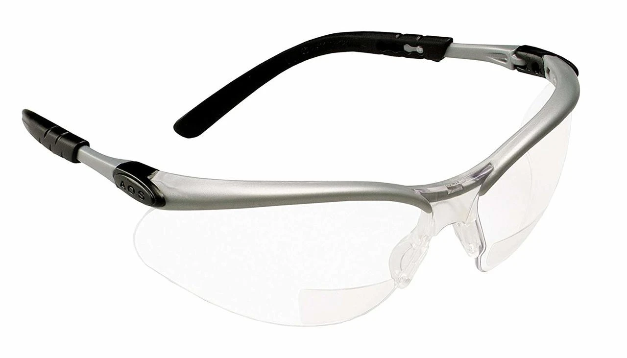 3M 11376 Reader Safety Glasses 2.5 Diopter Silver Black Frame (11376)