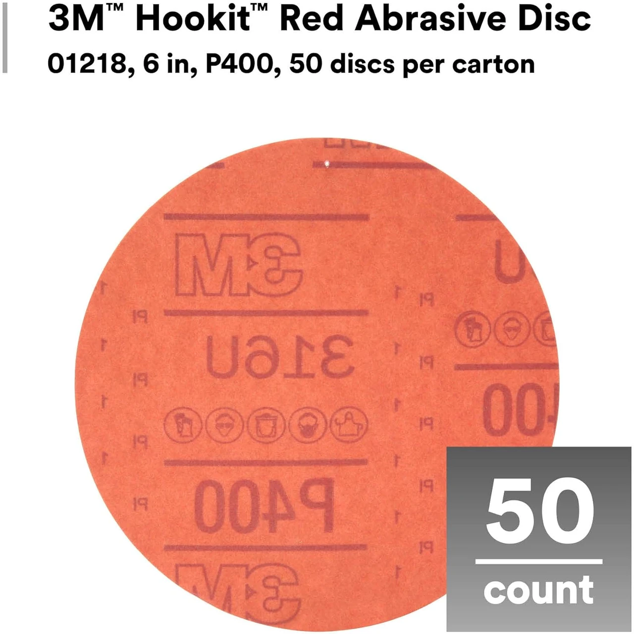 3M 6" P800 Hookit Red Abrasive Disc 316U (1187) — product image 2