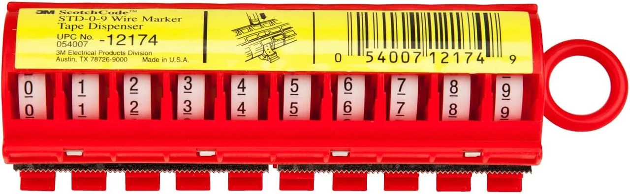 3M 0-9 ScotchCode Wire Marker Tape Dispenser (12174)