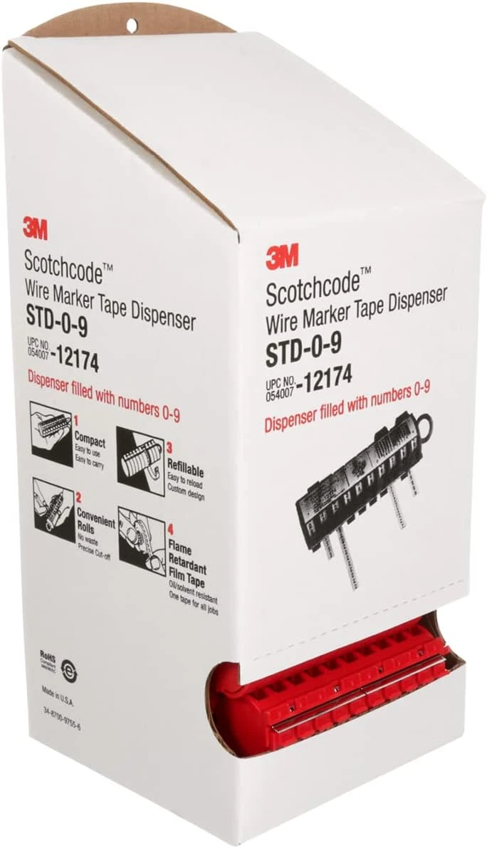 3M 0-9 ScotchCode Wire Marker Tape Dispenser (12174) — product image 2