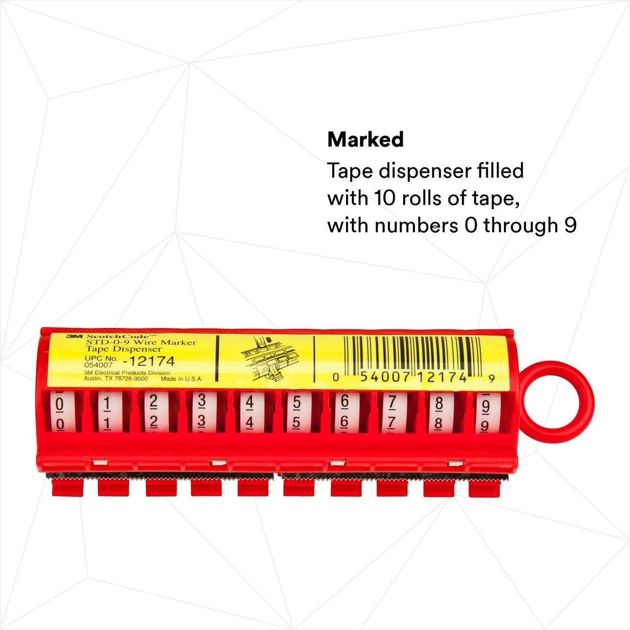 3M 0-9 ScotchCode Wire Marker Tape Dispenser (12174) — product image 3