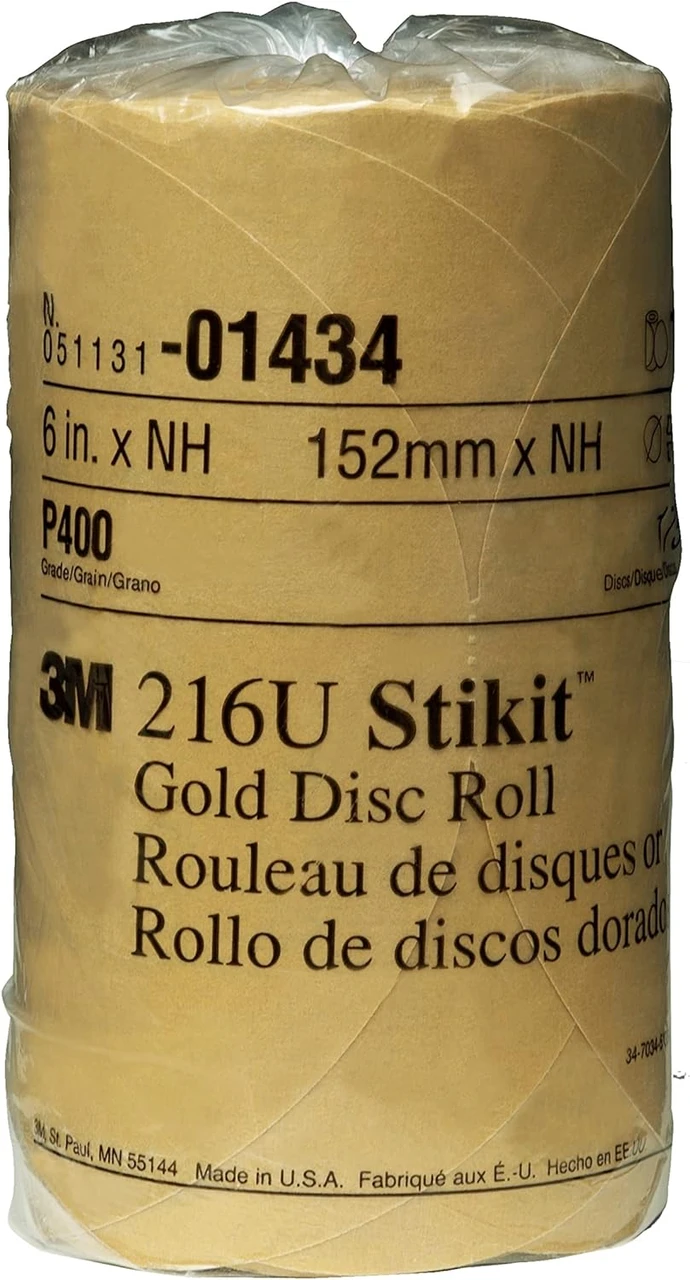 3M 6" P400A Stikit Gold Abrasive Disc Roll 216U (1434)