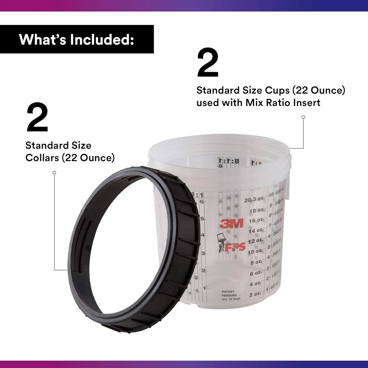 3M 2 Cups per Box PPS Standard Cup & Collar (16001) — product image 2