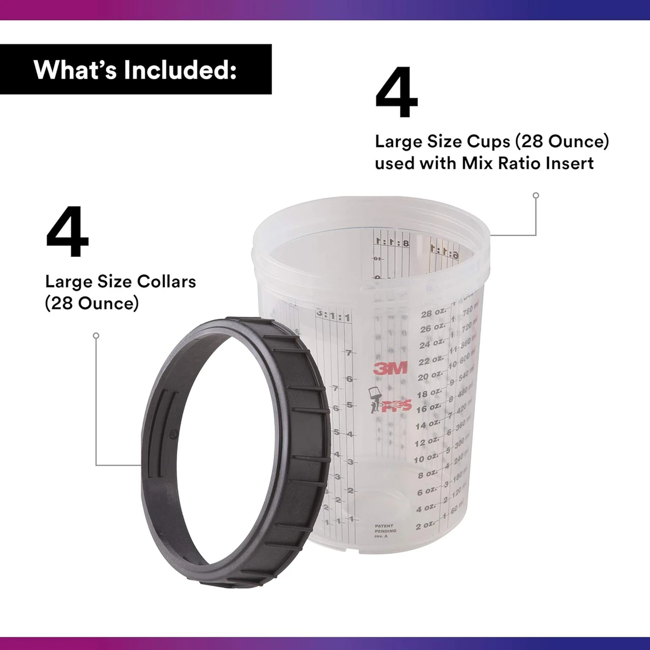 3M 28 fl. oz. Large PPS Cup & Collar (16023) — product image 2