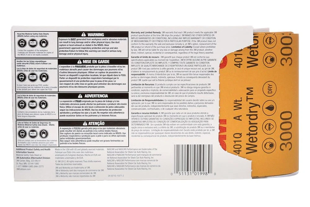 3M 9" X 5-1/2" 3000 Grit Wetordry Non-PSA Paper Abrasive Sheets (1998) — product image 3