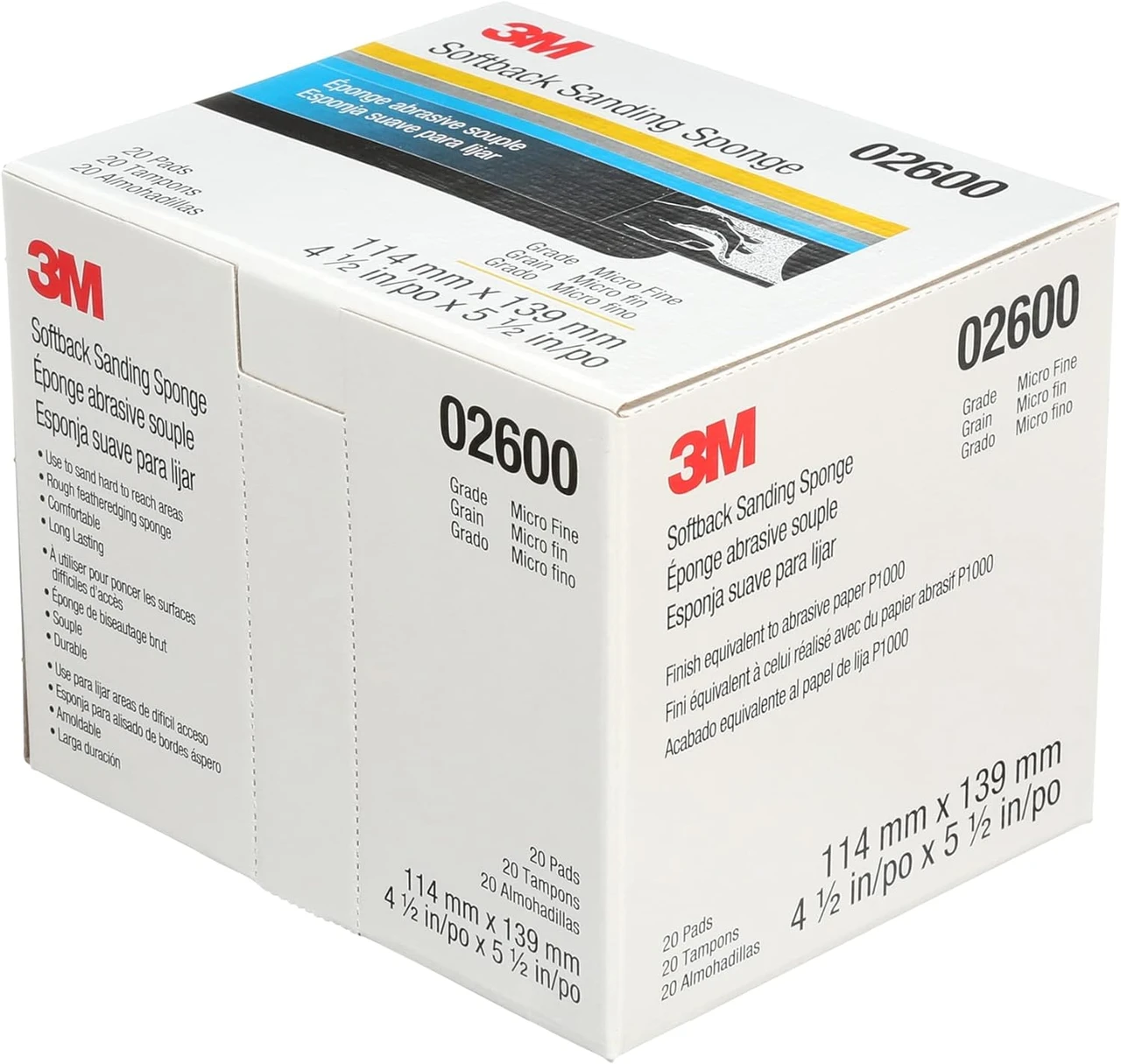 3M 4-1/2" X 5-1/2" Microfine Softback Sanding Sponge (2600) — product image 3