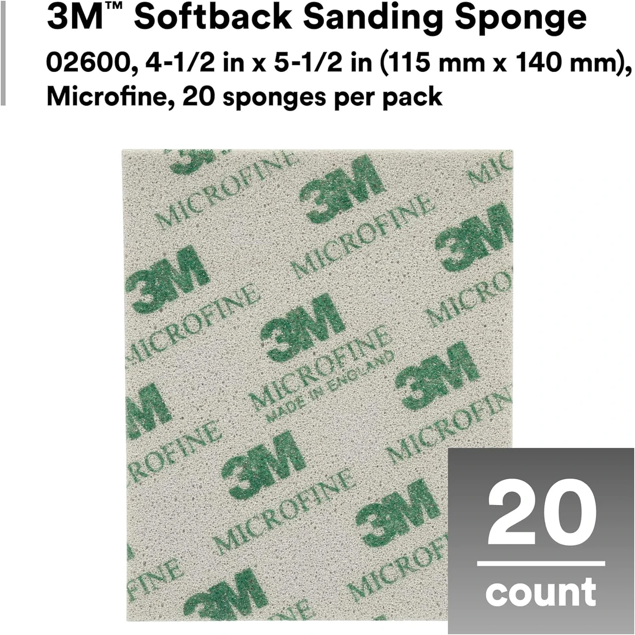3M 4-1/2" X 5-1/2" Microfine Softback Sanding Sponge (2600) — product image 4