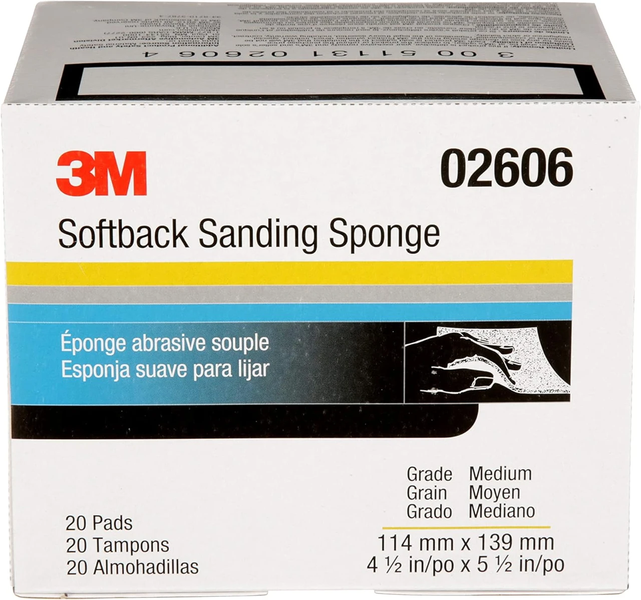 3M 4-1/2" X 5-1/2" Medium Softback Sanding Sponge (2606) — product image 4