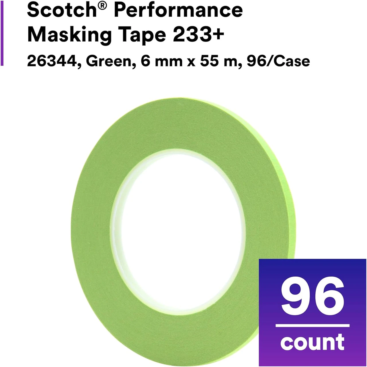 3M 6mm X 55m Green Scotch 233+ Performance Masking Tape (26344) — product image 2