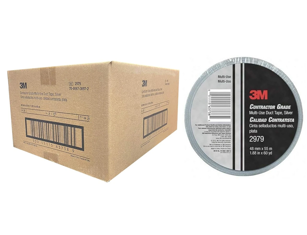 3M 1.88" X 60 yd Silver Contractor Grade Multi-Use Duct Tape (2979) — product image 2