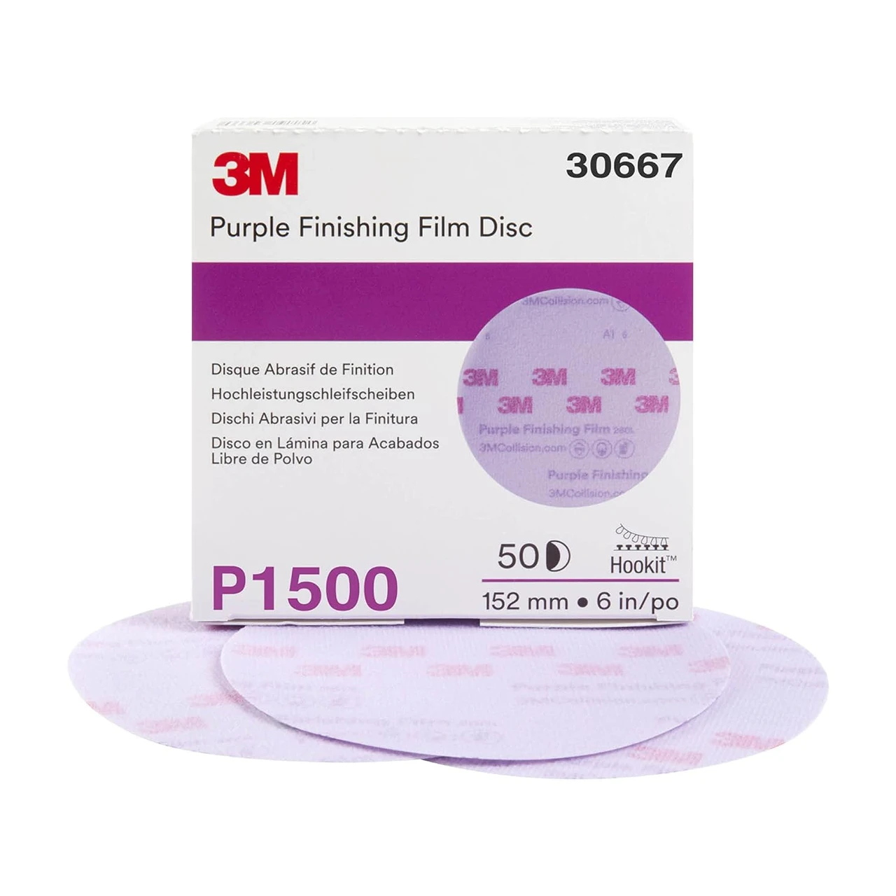 3M 6" P1500 Hookit Purple Finishing Film Disc (30667)