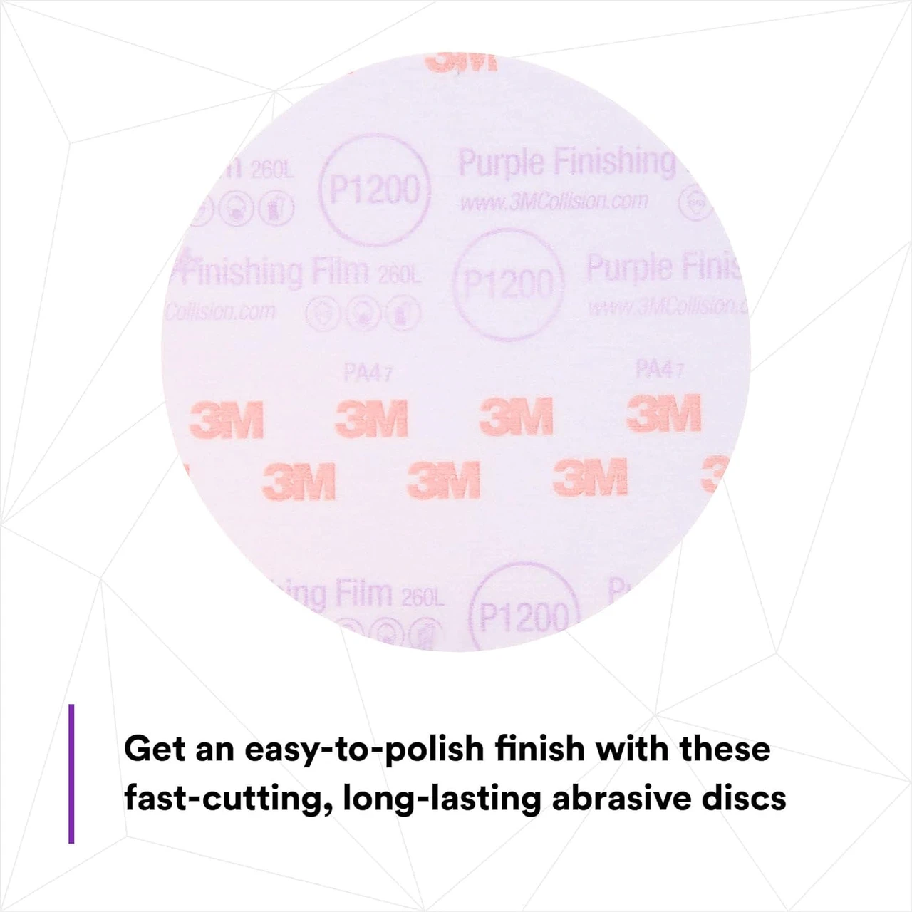 3M 6" P1200 Hookit Purple Finishing Film Abrasive Disc 260L (30668) — product image 3