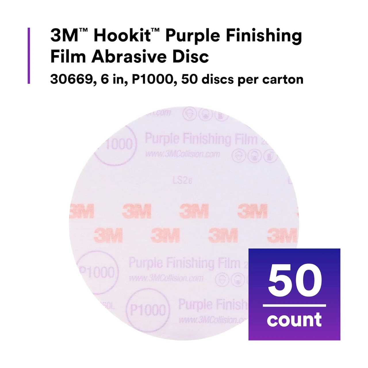 3M 6" P1000 Hookit Purple Finishing Film Disc (30669) — product image 3