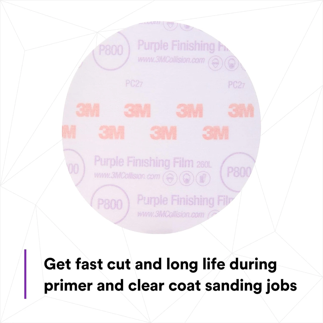 3M 6" P800 Hookit Purple Finishing Film Abrasive Disc 260L (30670) — product image 5
