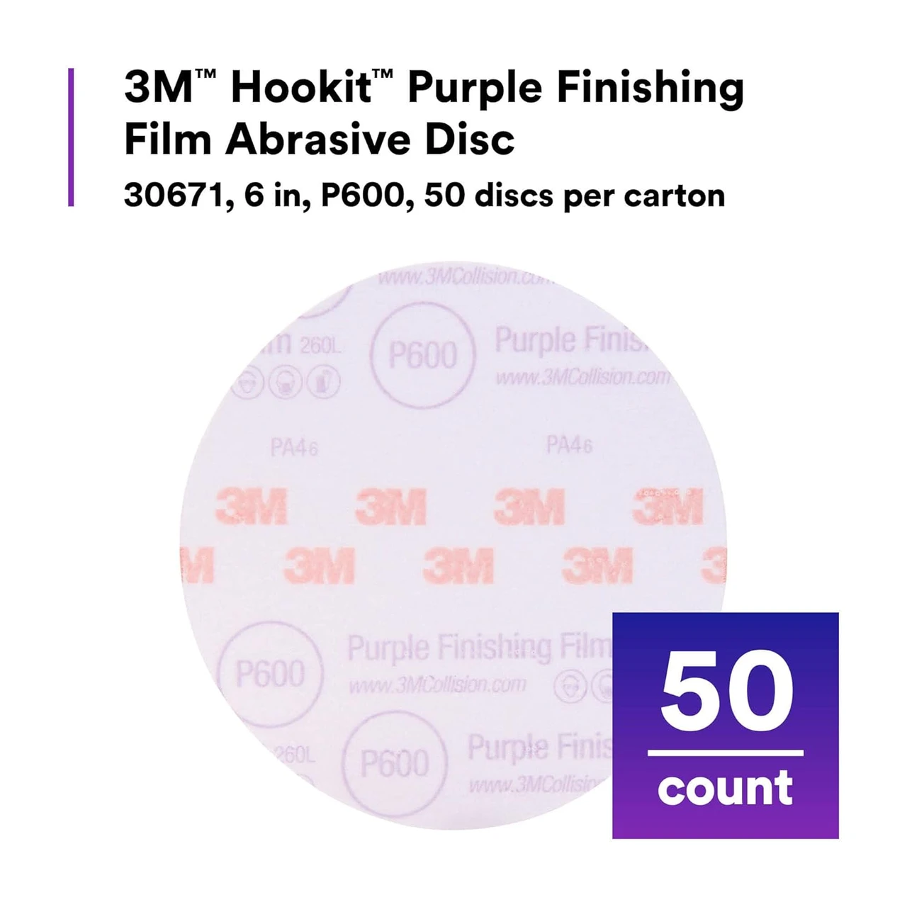 3M 6" P600 Purple Finishing Film Hookit Disc (30671) — product image 2