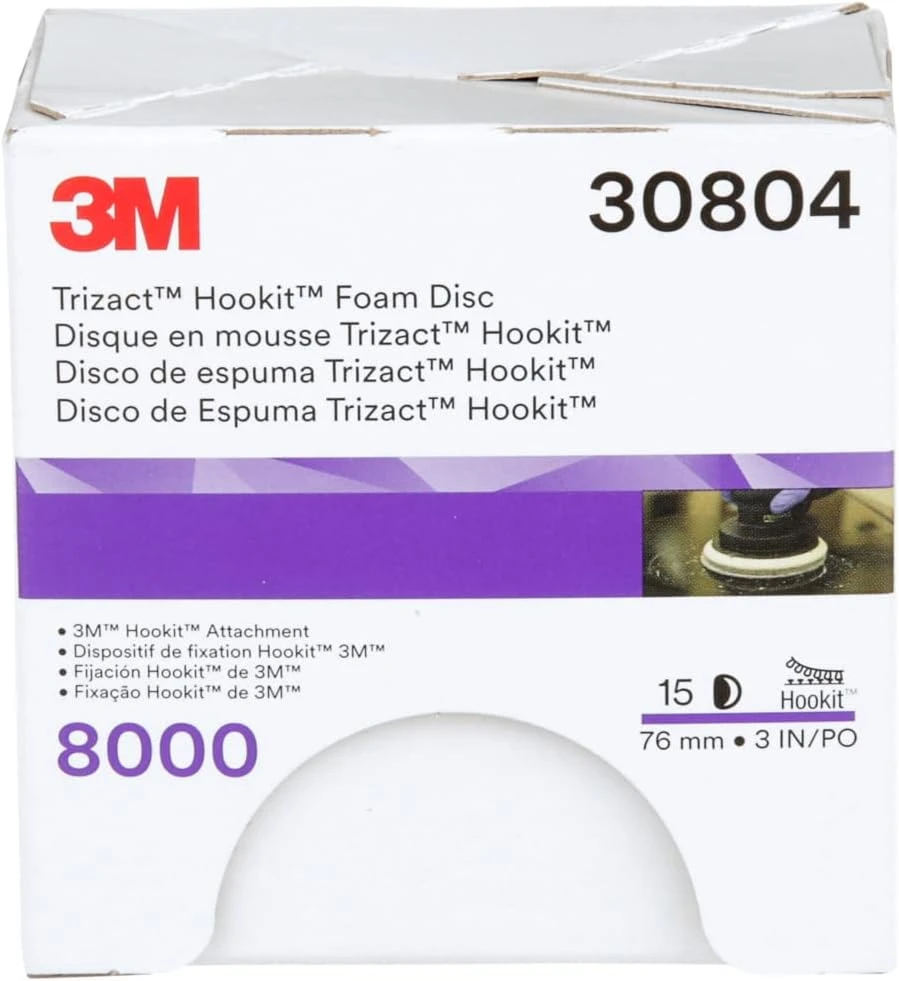 3M 3" 8000+Grit Trizact Hookit Foam Disc (30804) — product image 3