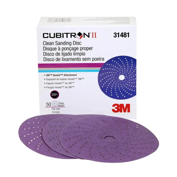 3M 6" 220+Grit Cubitron II Hookit Clean Sanding Abrasive Discs (31481)