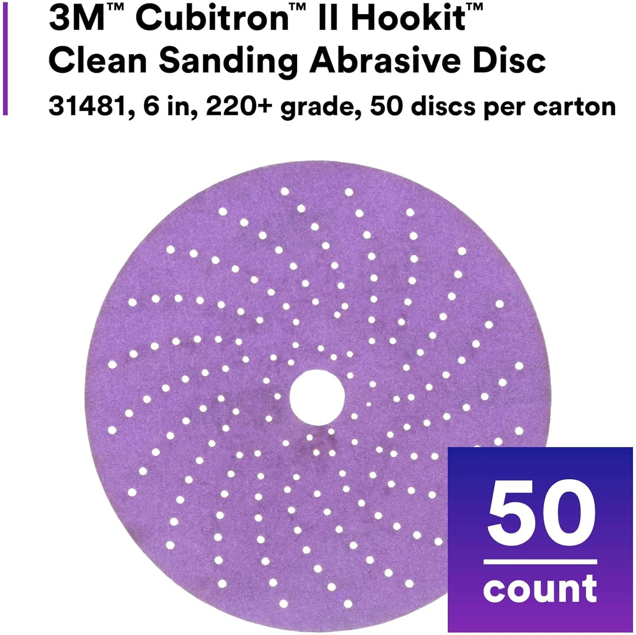 3M 6" 220+Grit Cubitron II Hookit Clean Sanding Abrasive Discs (31481) — product image 4
