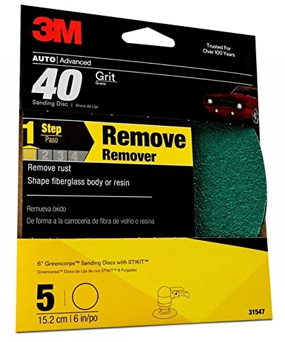 3M 6" 40+Grit Green Corps Stikit Sanding Disc (31547)