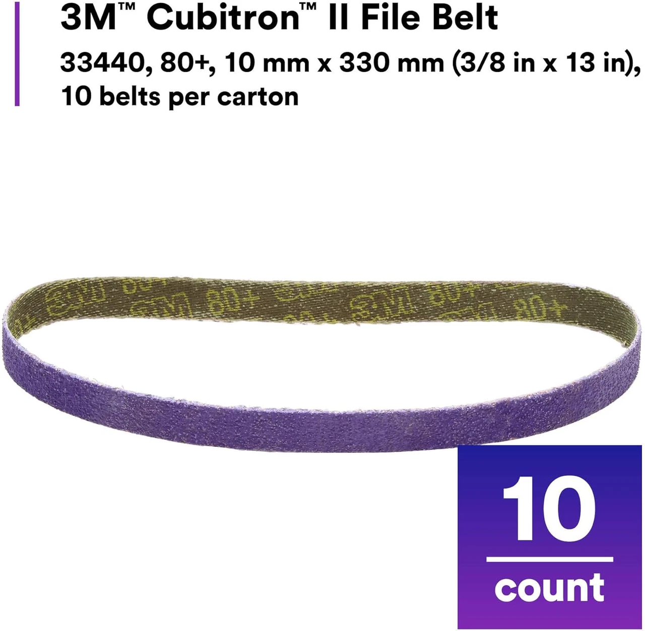 3M 3/8" X 13" 80+ Grit Cubitron II File Belt 786F (33440) — product image 2