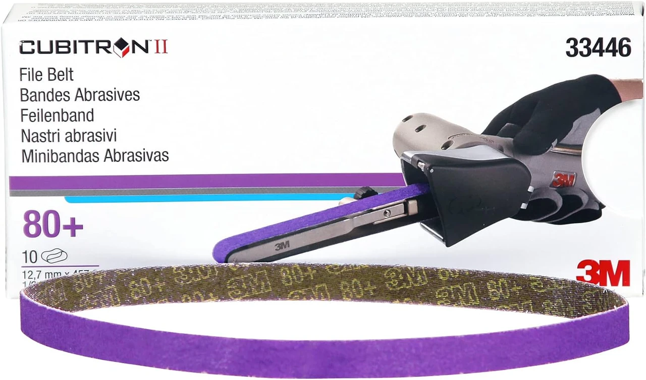 3M 1/2" X 18" 80+ Grit Cubitron II File Belt 786F (33446)