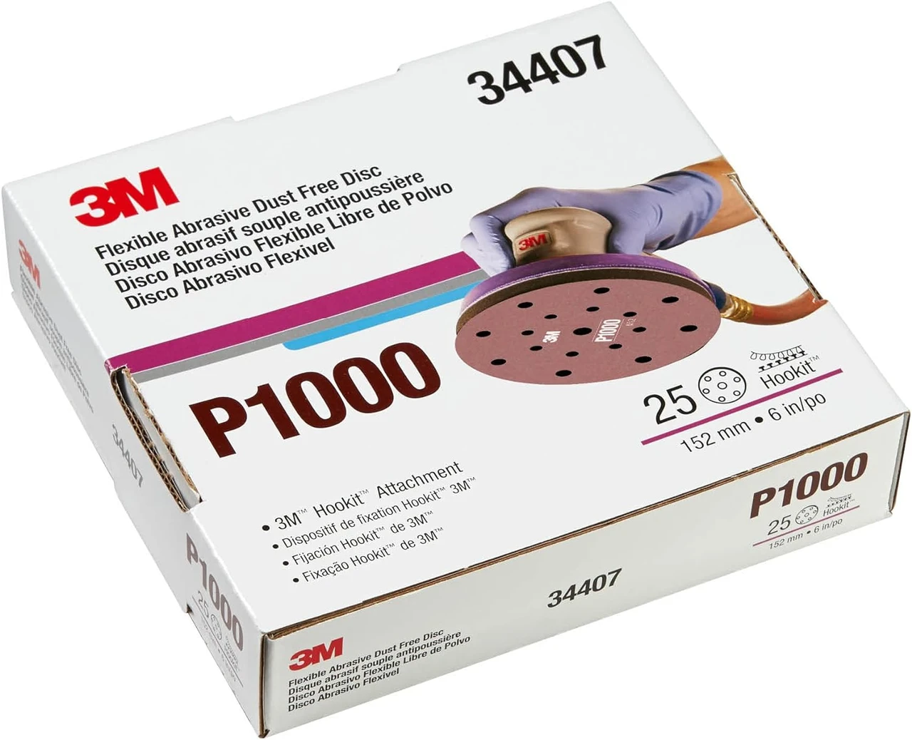 3M 6" P1000 Dust Free Hookit Flexible Abrasive Disc (34407) — product image 2