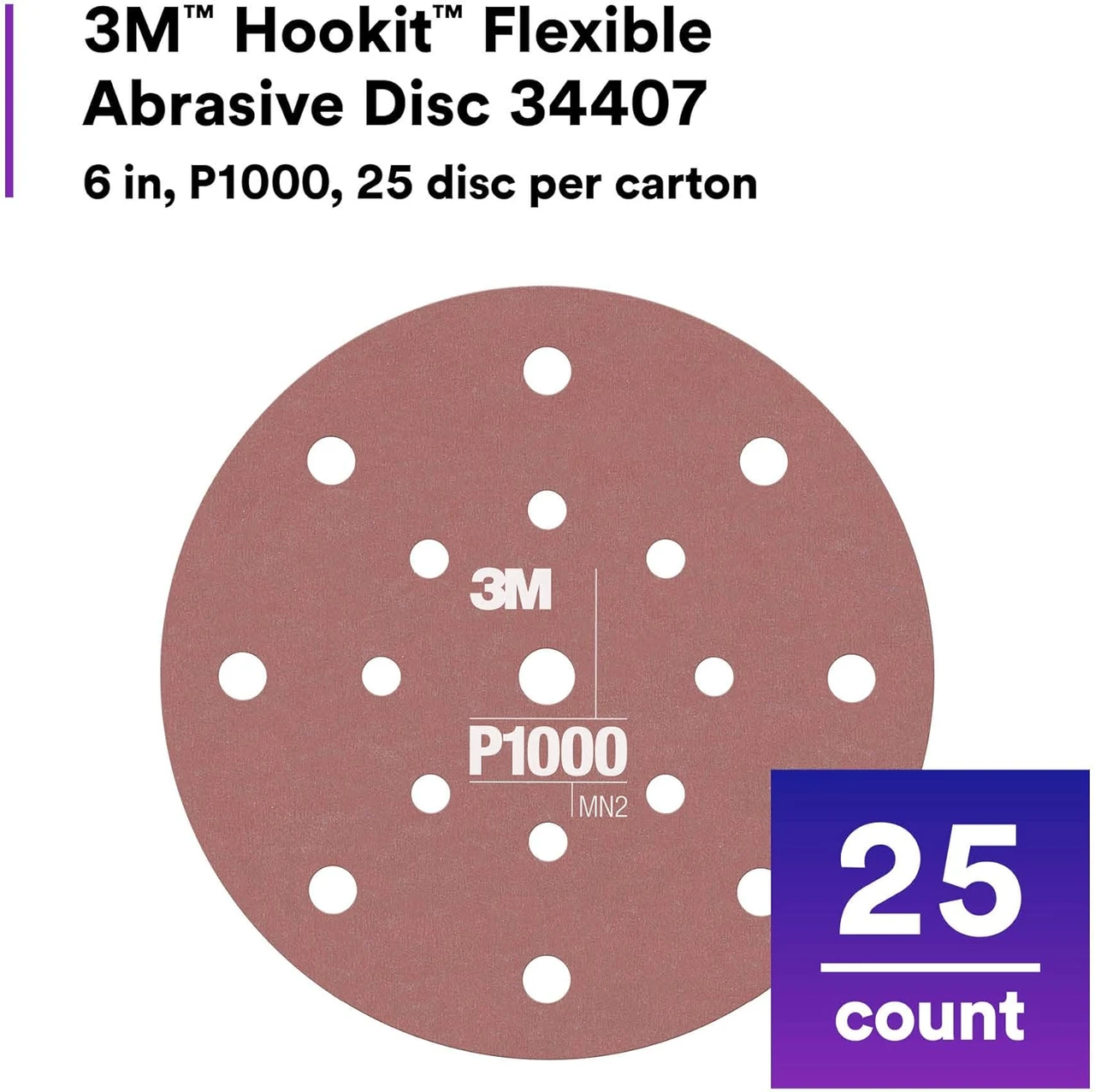 3M 6" P1000 Dust Free Hookit Flexible Abrasive Disc (34407) — product image 3