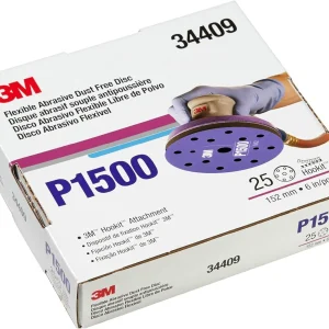3M 6" P1500 Hookit Dust Free Flexible Abrasive Disc (34409)