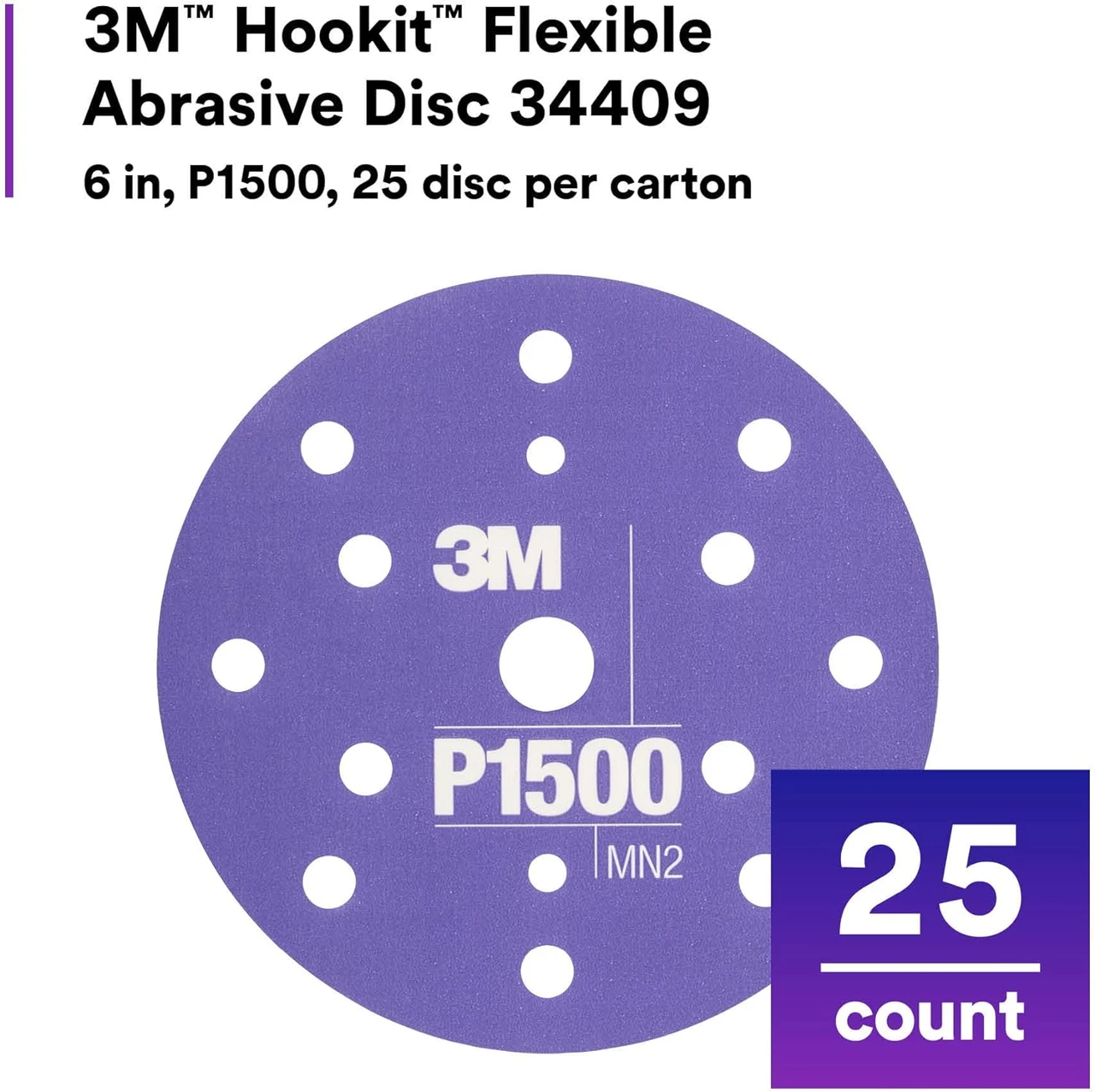 3M 6" P1500 Hookit Dust Free Flexible Abrasive Disc (34409) — product image 2
