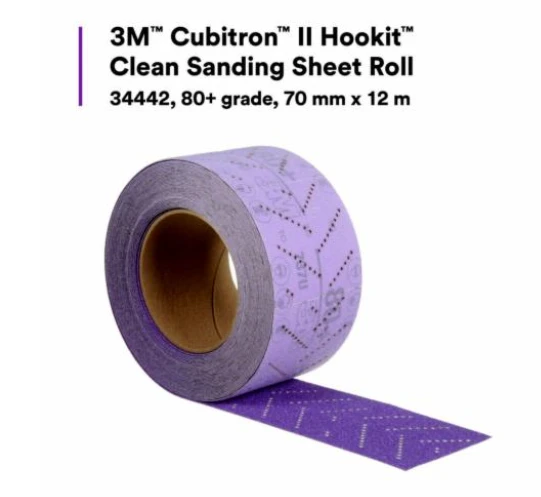 3M 70mm X 12m 80+Grit Cubitron II Hookit Sanding Sheet Roll (34442) — product image 3