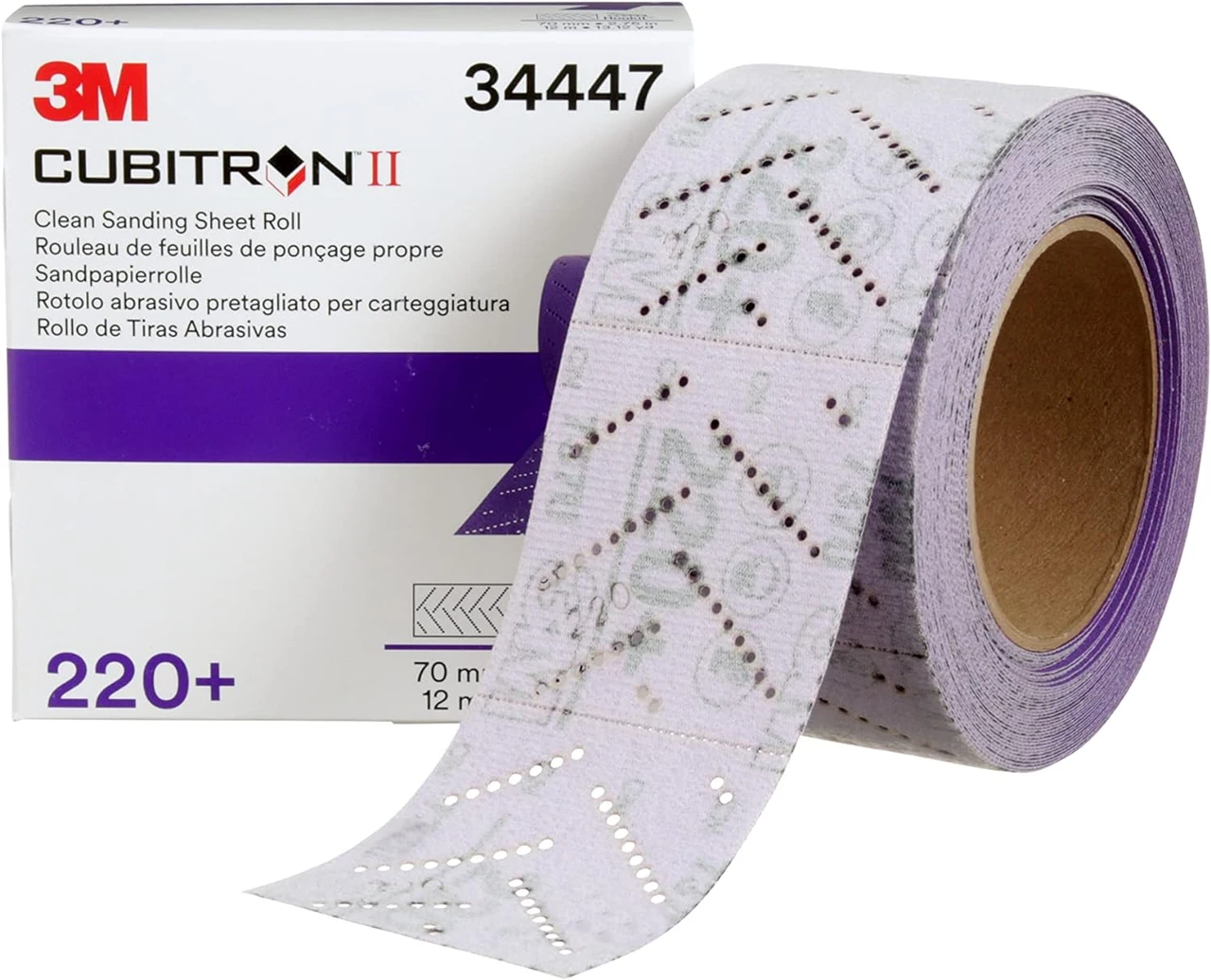 3M 70mm X 12m 220+Grit Cubitron II Hookit Sanding Sheet Roll (34447)