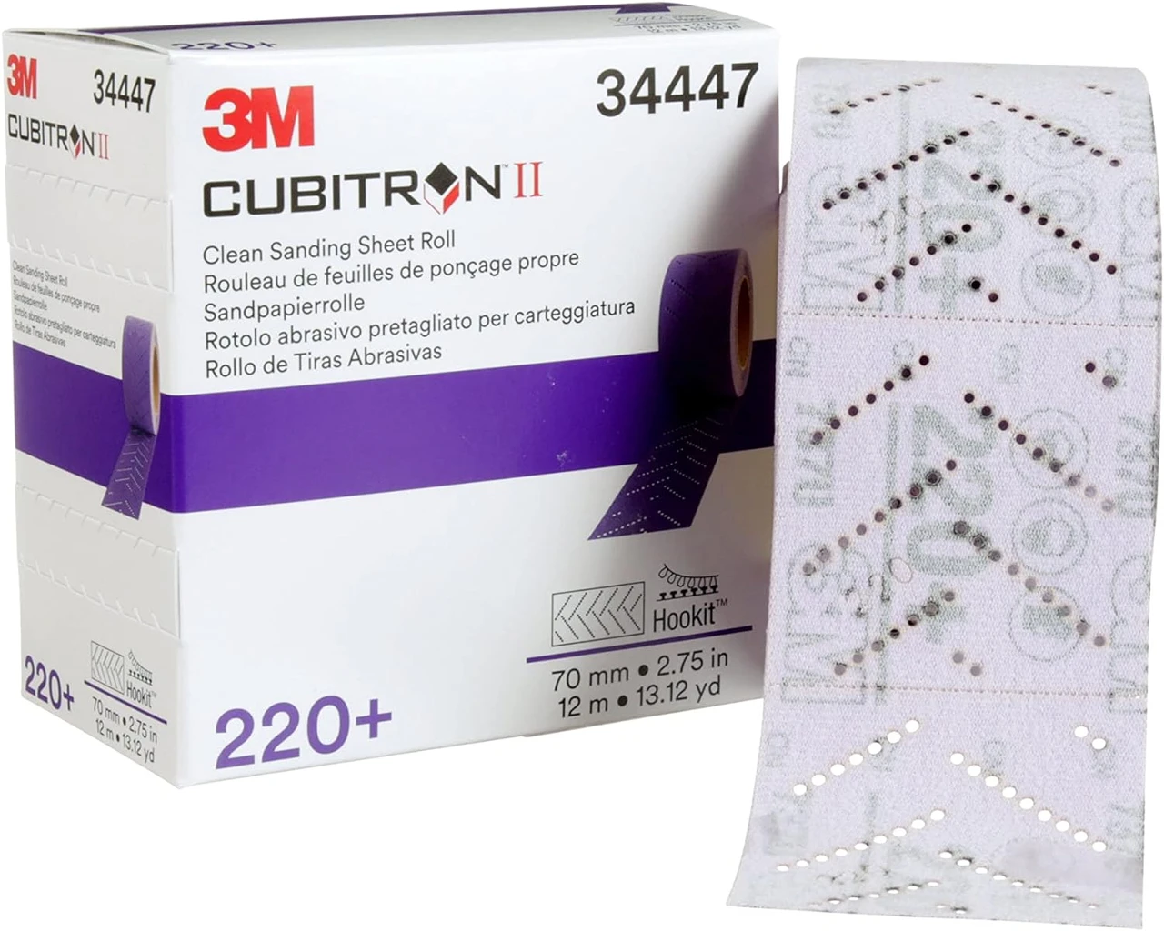 3M 70mm X 12m 220+Grit Cubitron II Hookit Sanding Sheet Roll (34447) — product image 5
