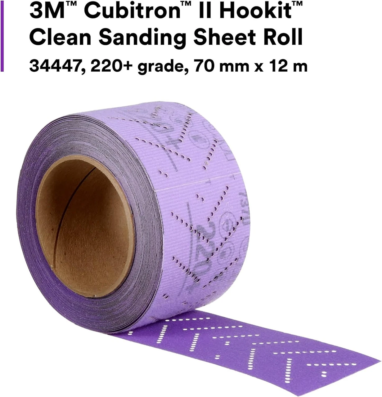 3M 70mm X 12m 220+Grit Cubitron II Hookit Sanding Sheet Roll (34447) — product image 6