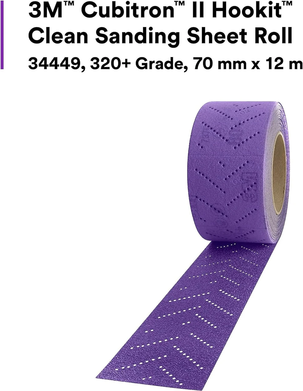 3M 70mm X 12m 320+Grit Cubitron II Hookit Sanding Sheet Roll (34449) — product image 7