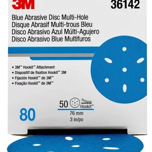 3M 3" 80+Grit Multi-hole Hookit Blue Abrasive Disc (36142)