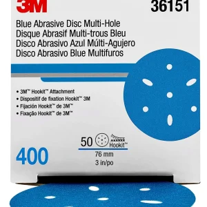 3M 3" 400+Grit Multi Hole Hookit Blue Abrasive Disc (36151)
