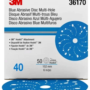 3M 6" 40+Grit Multi-Hole Hookit Blue Abrasive Disc (36170)