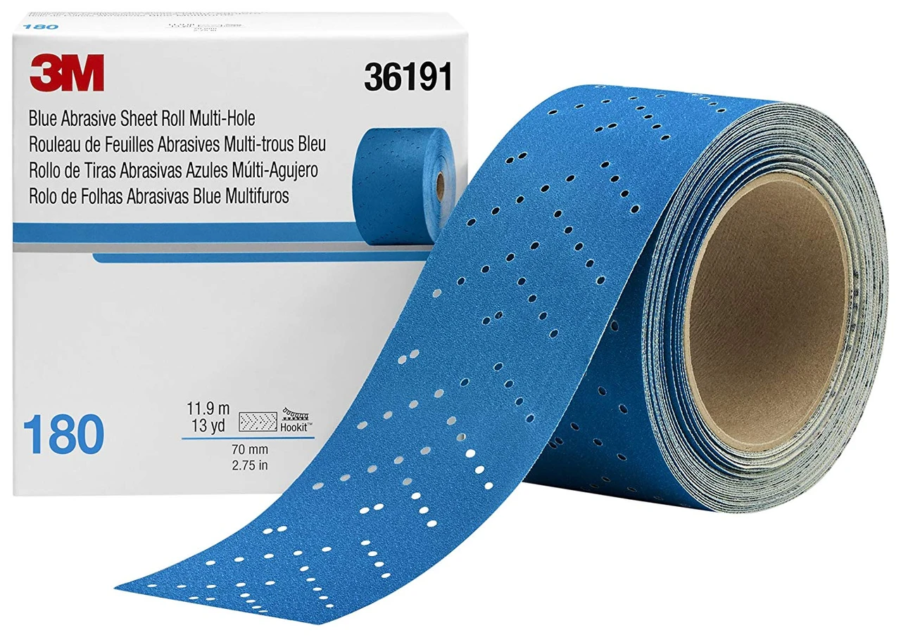 3M 2-3/4" X 13 Yards 180+Grit Hookit Blue Abrasive Sheet Roll (36191)