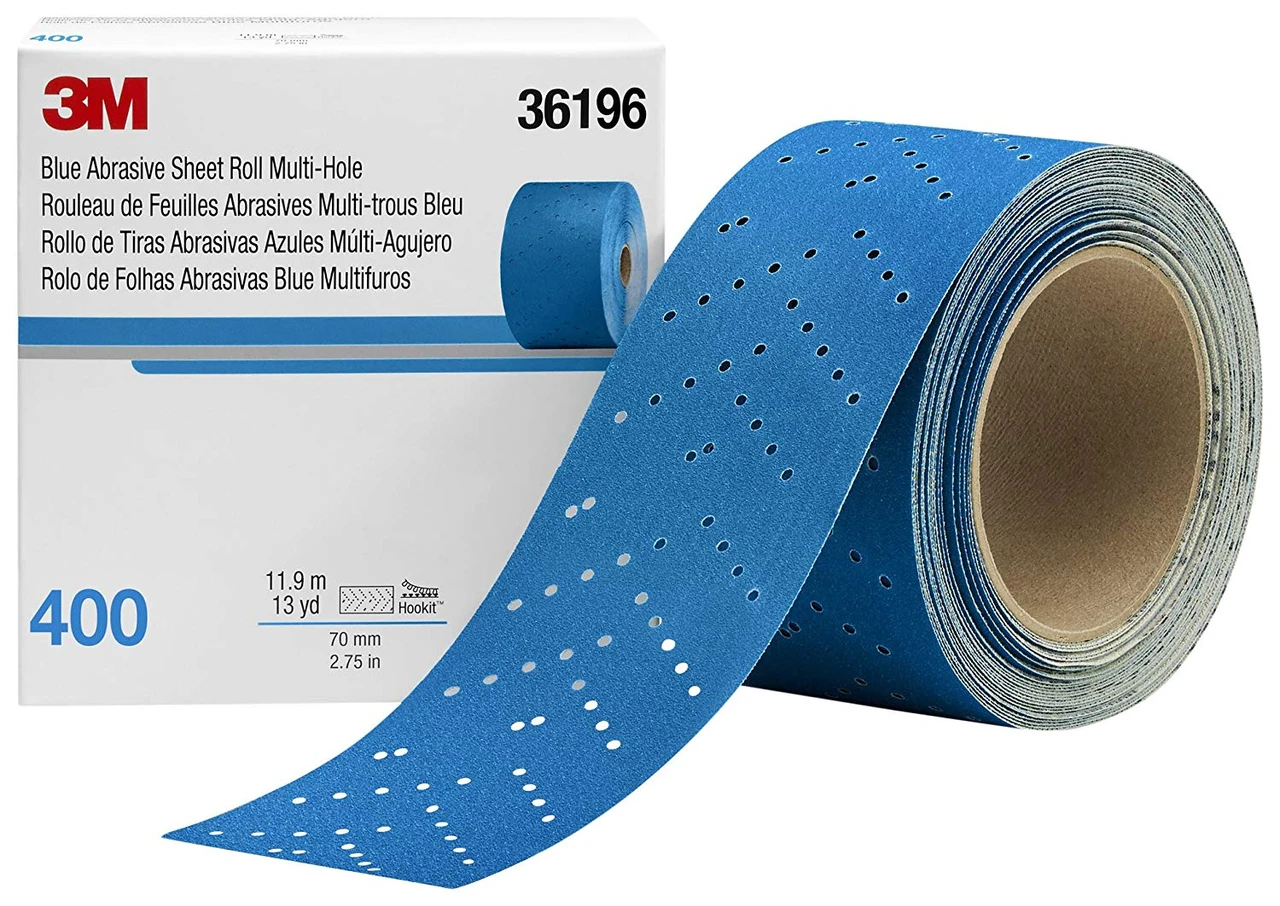 3M 2-3/4" X 13 Yards 400+Grit Hookit Blue Abrasive Sheet Roll (36196)
