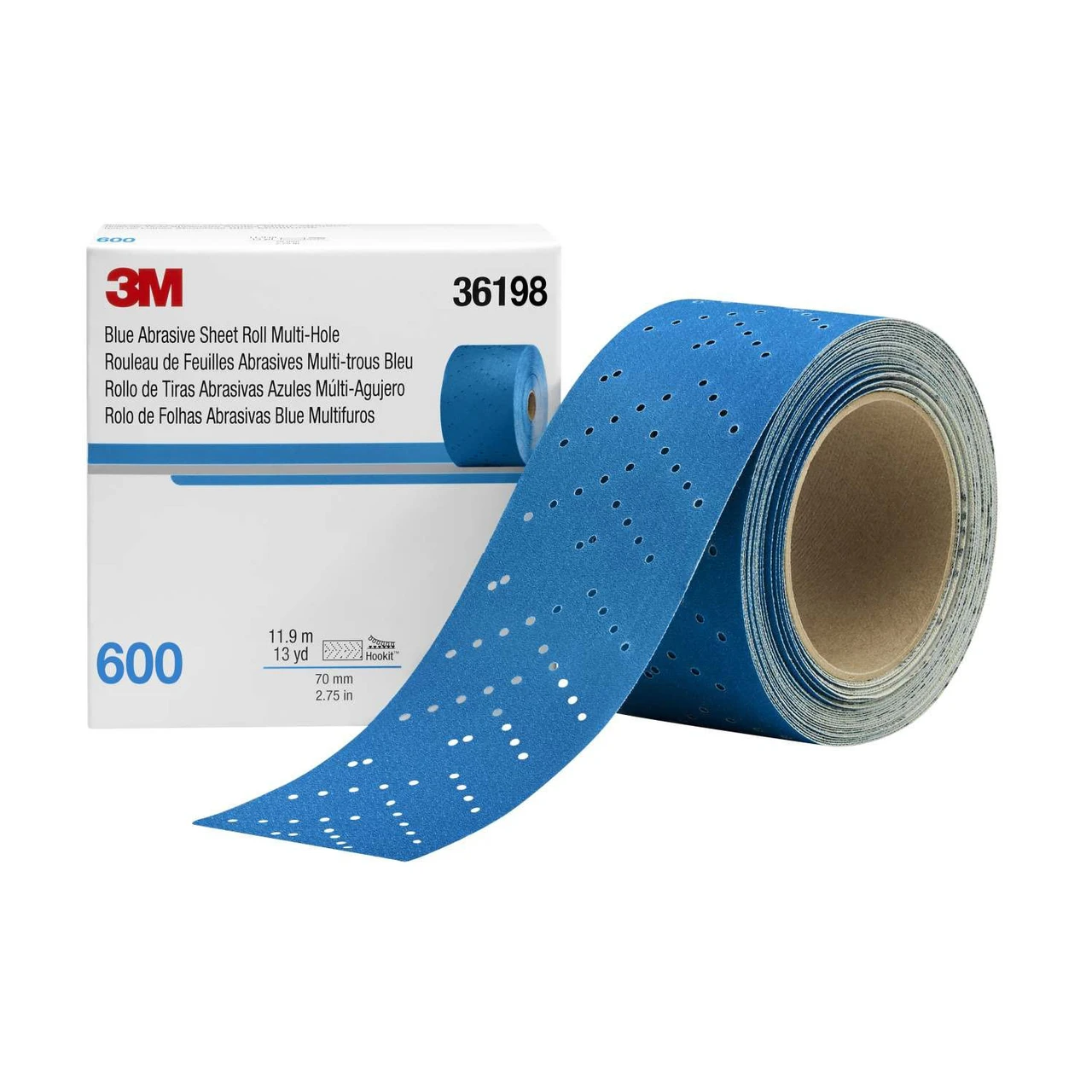3M 2-3/4" X 13 Yards 600+Grit Hookit Blue Abrasive Sheet Roll (36198)
