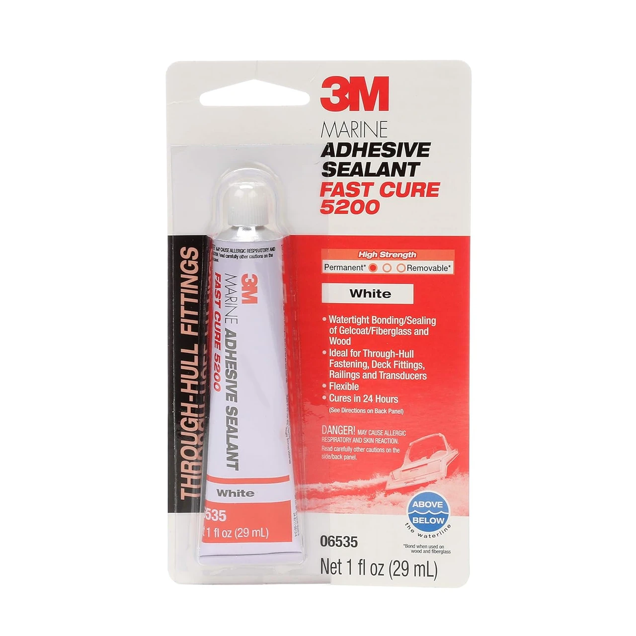 3M 1oz White Marine Adhesive Sealant Fast Cure 5200 (5220)