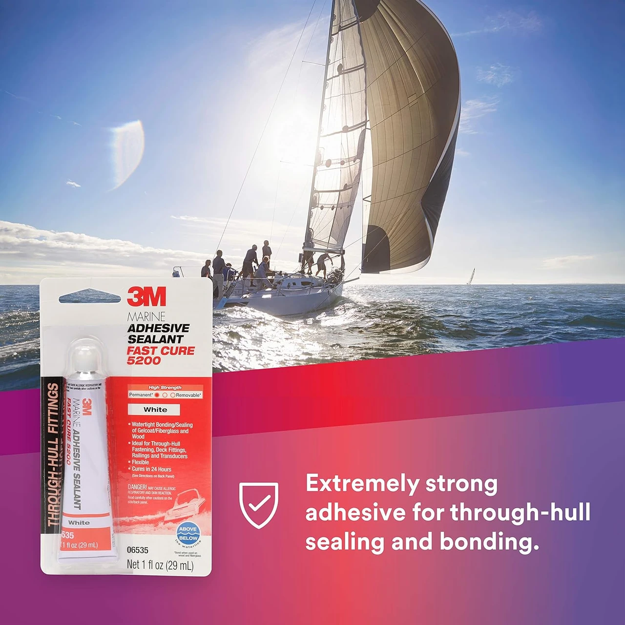 3M 1oz White Marine Adhesive Sealant Fast Cure 5200 (5220) — product image 2