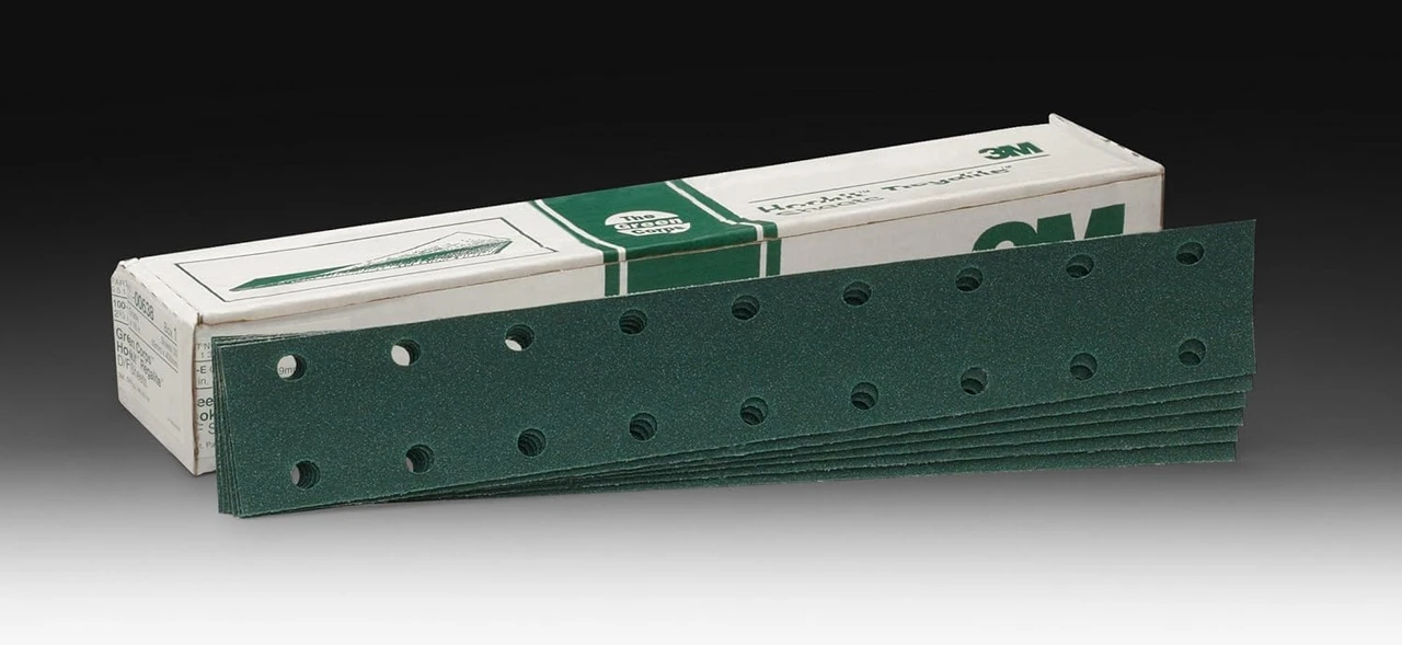 3M 2-3/4" X 16-1/2" 100E Green Corps Hookit Regalite Sheet (538) — product image 4