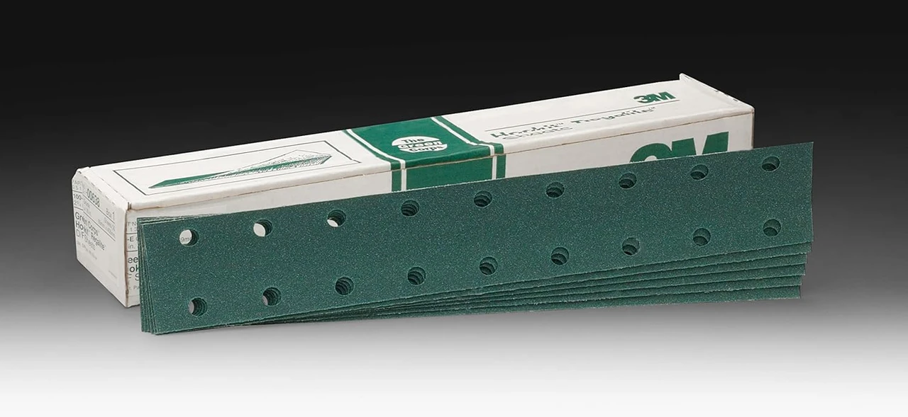 3M 2-3/4" X 16-1/2" 80E Green Corps Hookit Regalite Sheet (539) — product image 2