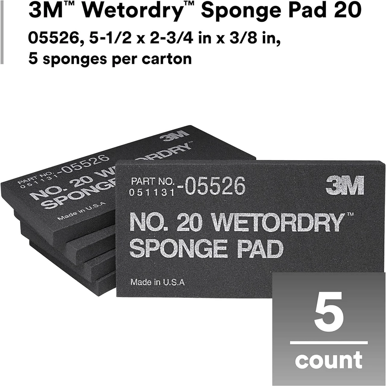 3M 5-1/2" X 2 3/4" x 3/8" Wetordry Sponge Pad (5526) — product image 5